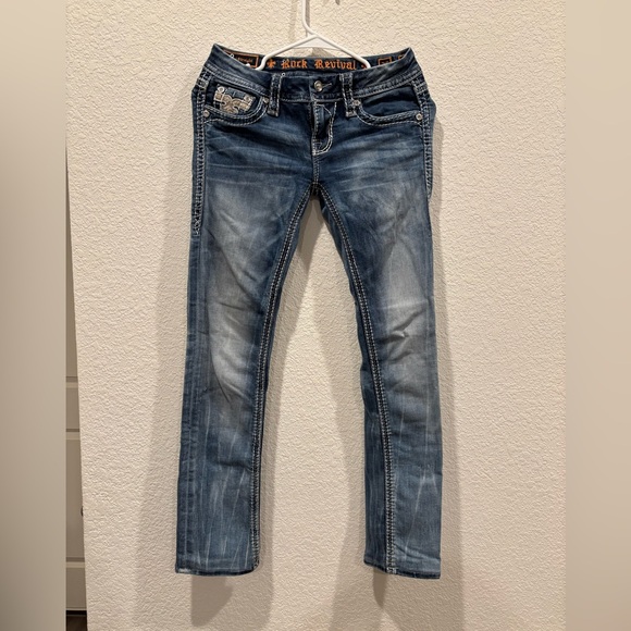 Rock Revival Denim - Women’s Rock Revival Cuffed Straight Nancy Western Jeans Pants Size 25 Cowgirl